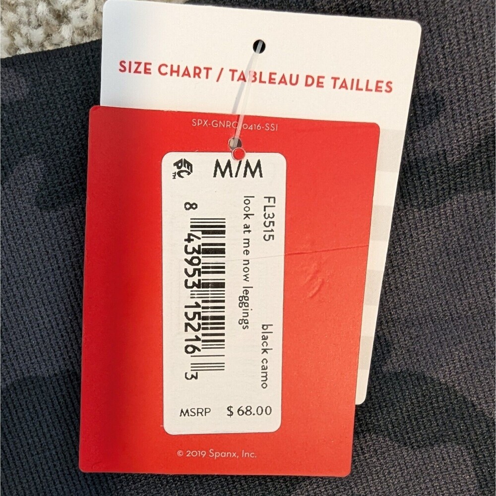 Spanx Leggings Look At Me Now Seamless Women's‎ Black Camo Leggings Medium - Picture 13 of 16